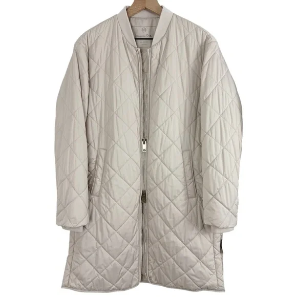 Massimo Dutti Longline Quilted Jacket Cream Sz S - Picture 4 of 14